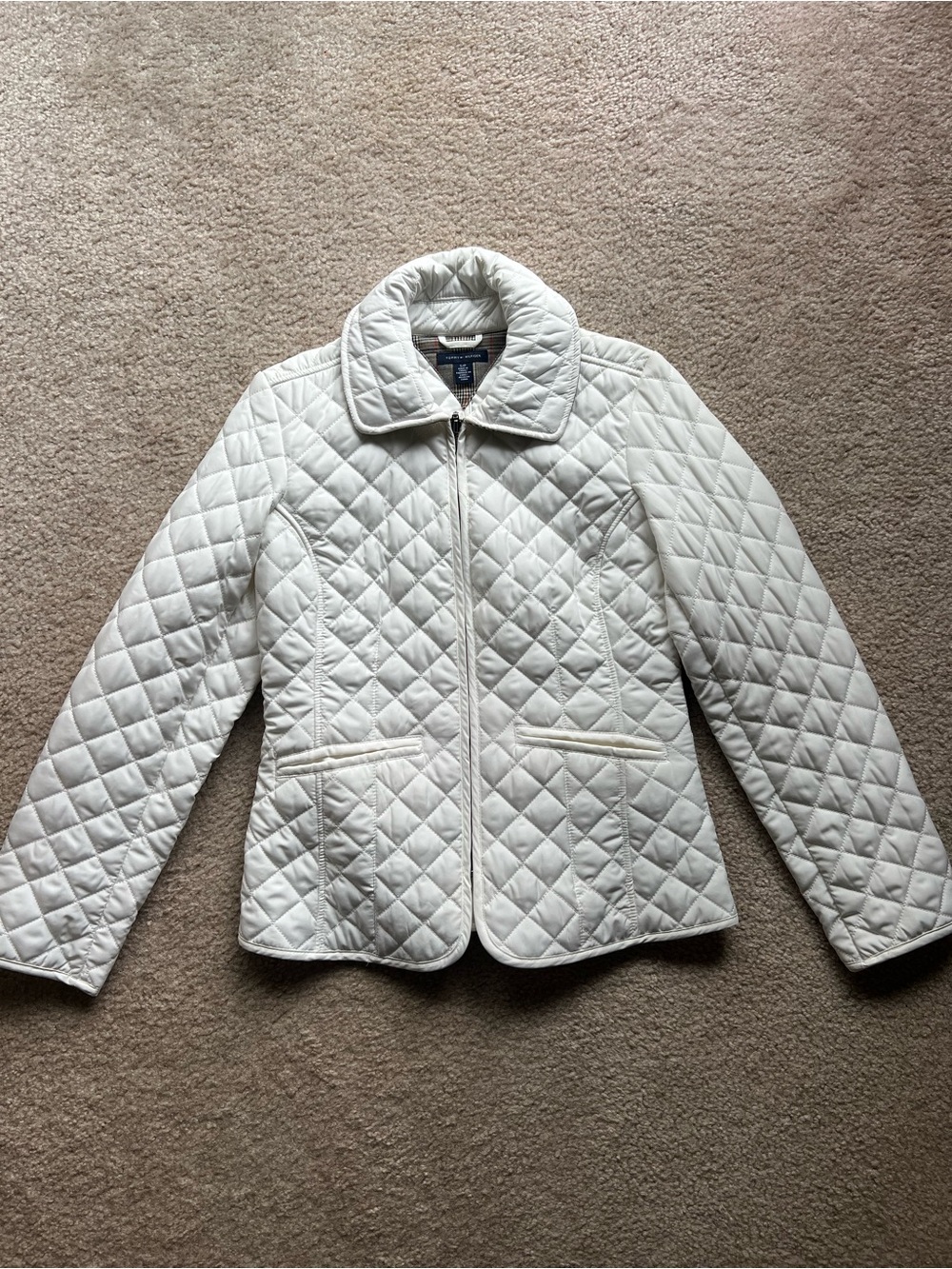 Tommy Hilfiger Quilted White Jacket - Size Small